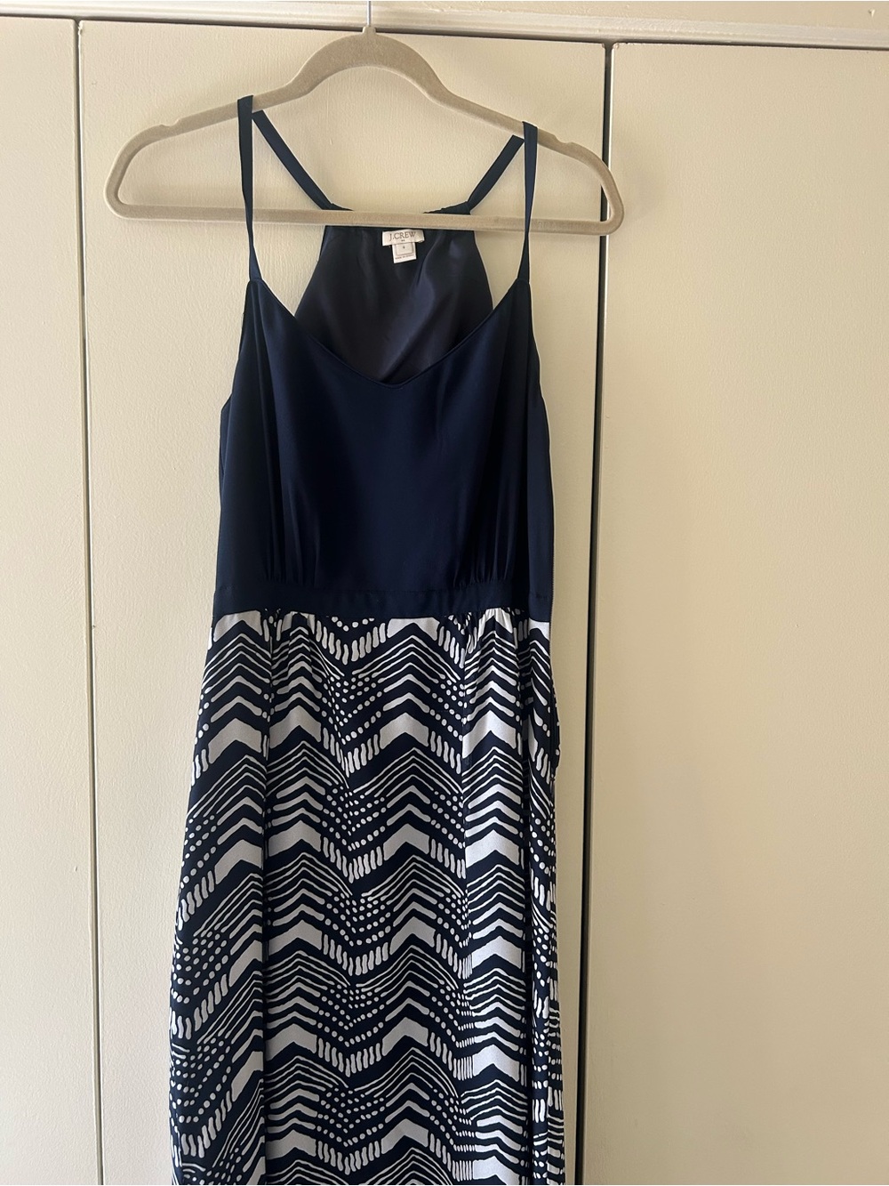 J. Crew Navy & White Patterned Midi Dress